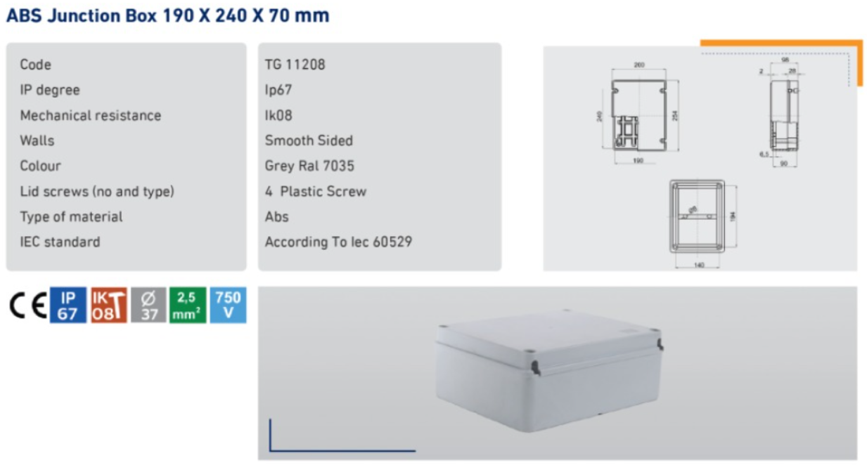 ABS Junction Box 190x240x70 mm